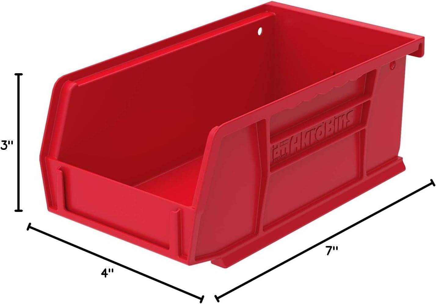 30220 Akrobins Plastic Hanging Stackable Storage Organizer Bin, 7-Inch X 4-Inch X 3-Inch, Red, 24-Pack